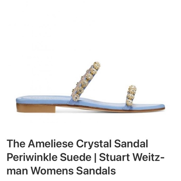 STUART WEITZMAN AMELIESE CRYSTAL PERIWINKLE LEATHER SANDALS W/SUEDE STRAPS 9.5 - Picture 9 of 9